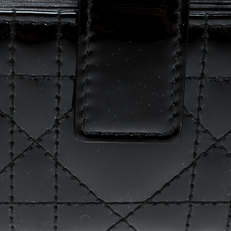 Pre Owned Dior Black Patent Cannage Leather Gusset Card Holder