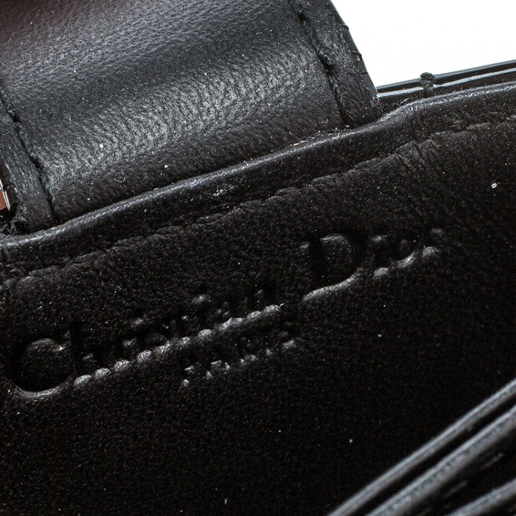 Pre Owned Dior Black Patent Cannage Leather Gusset Card Holder