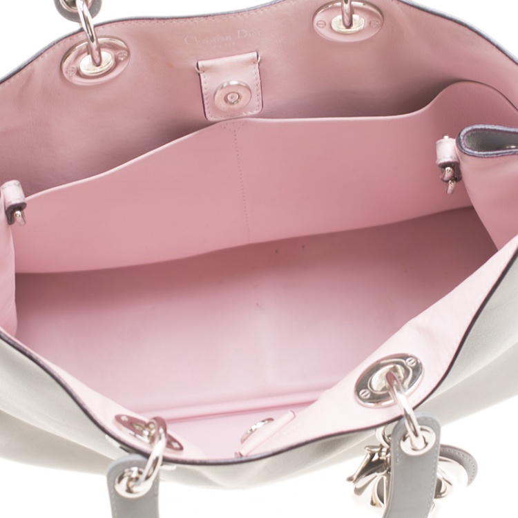 Pre Owned Dior Grey Leather Large Diorissimo Shopper Tote