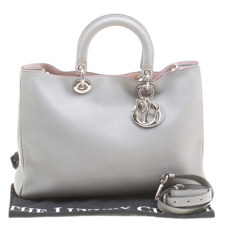 Pre Owned Dior Grey Leather Large Diorissimo Shopper Tote