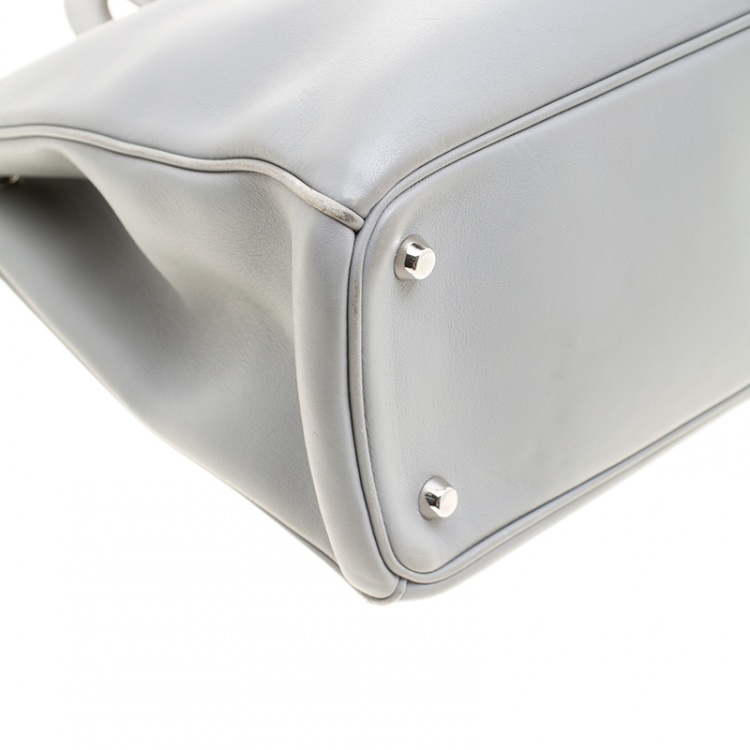 Pre Owned Dior Grey Leather Large Diorissimo Shopper Tote