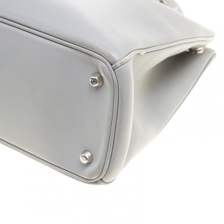 Pre Owned Dior Grey Leather Large Diorissimo Shopper Tote