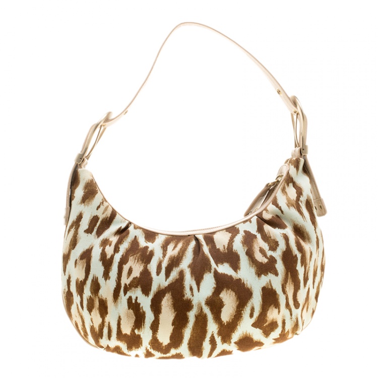 Pre Owned Dior Multicolor Leopard Printed Canvas and Leather Hobo 