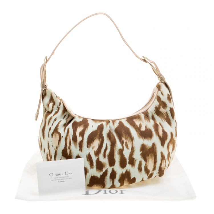 Pre Owned Dior Multicolor Leopard Printed Canvas and Leather Hobo 