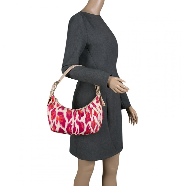 Pre Owned Dior Multicolor Leopard Printed Canvas and Leather Hobo