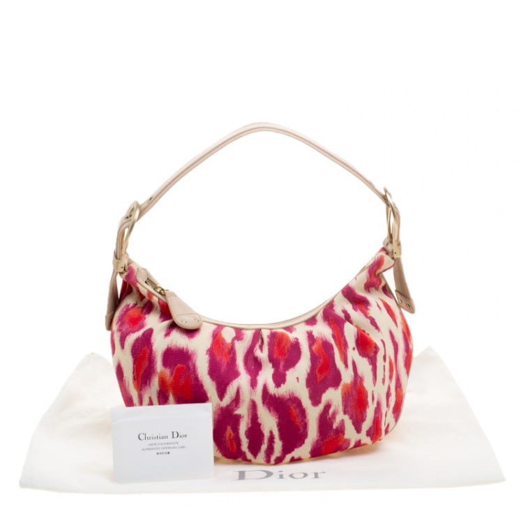 Pre Owned Dior Multicolor Leopard Printed Canvas and Leather Hobo