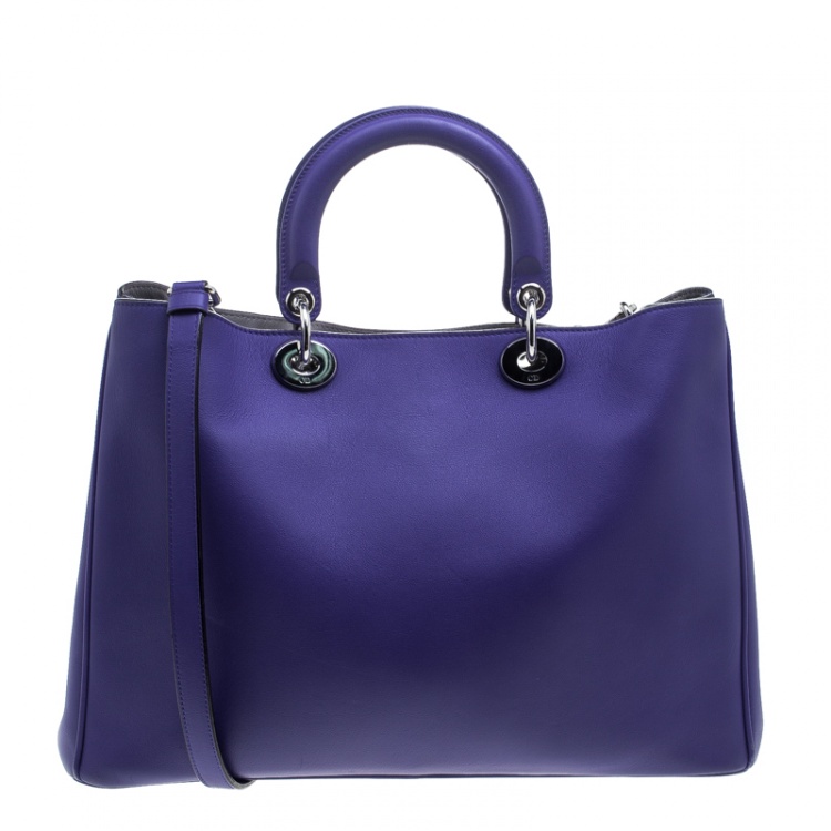 Pre Owned Dior Blue Leather Large Diorissimo Shopper Tote