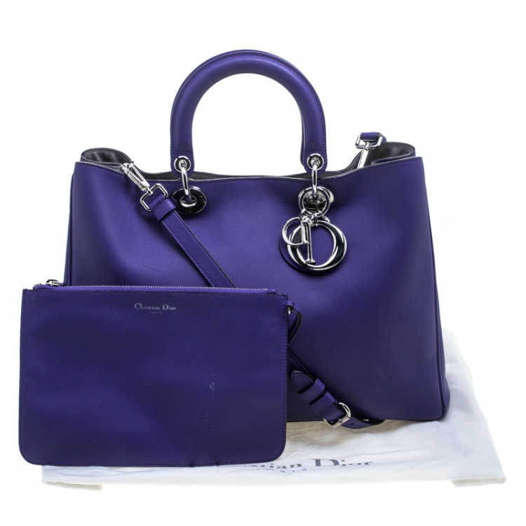 Pre Owned Dior Blue Leather Large Diorissimo Shopper Tote