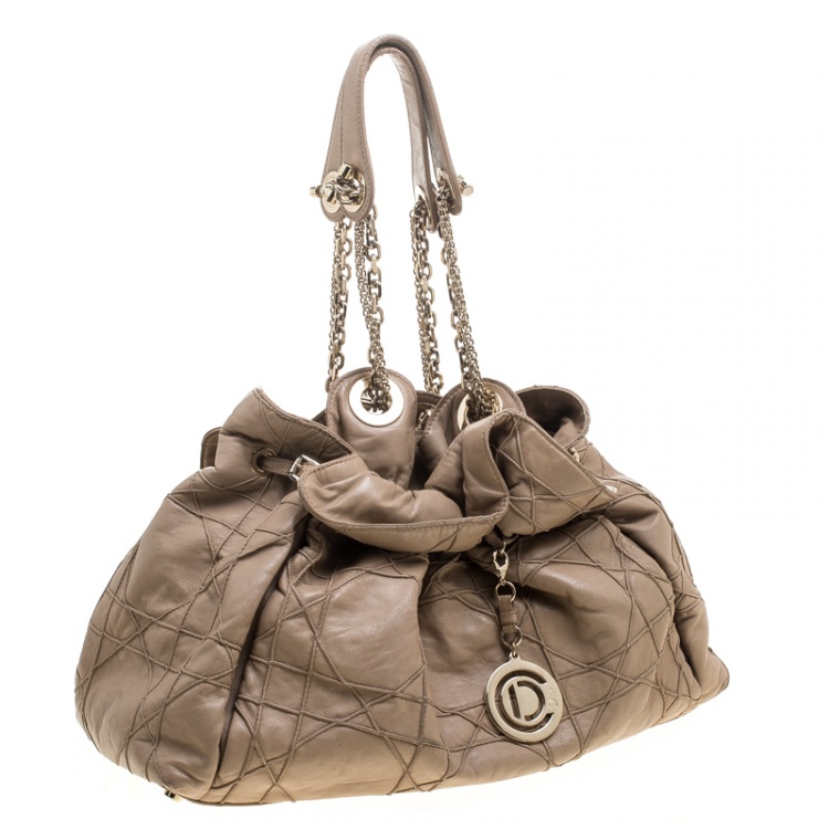 Pre Owned Dior Brown Quilted Cannage Leather Le Trente Hobo