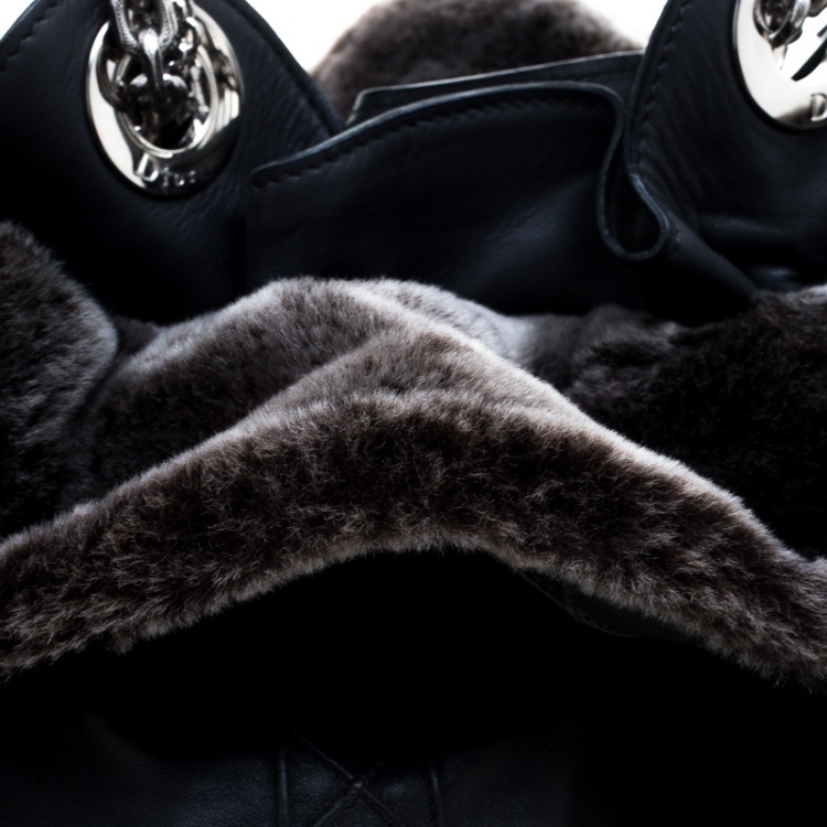 Pre Owned Dior Grey Cannage Leather Le Trente Hobo