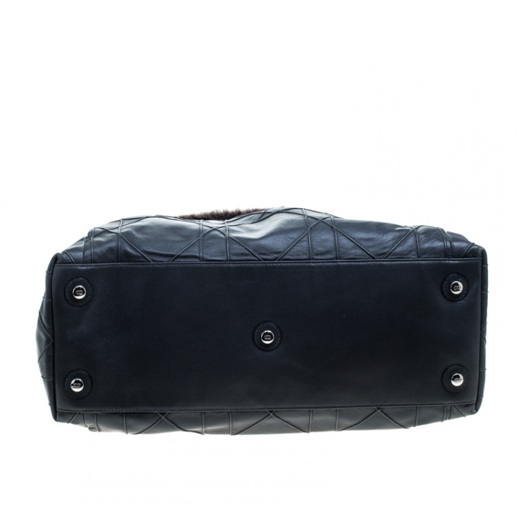 Pre Owned Dior Grey Cannage Leather Le Trente Hobo