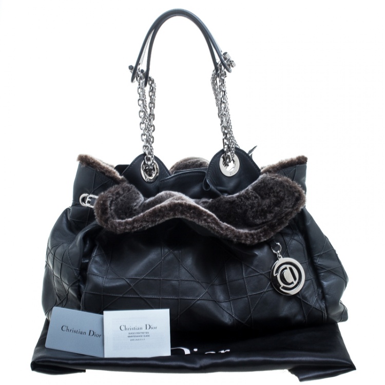 Pre Owned Dior Grey Cannage Leather Le Trente Hobo