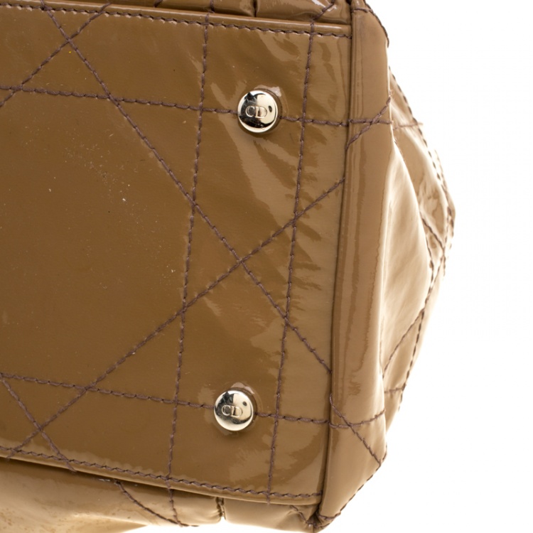 Pre Owned Dior Brown Cannage Patent Leather Le Trente Hobo