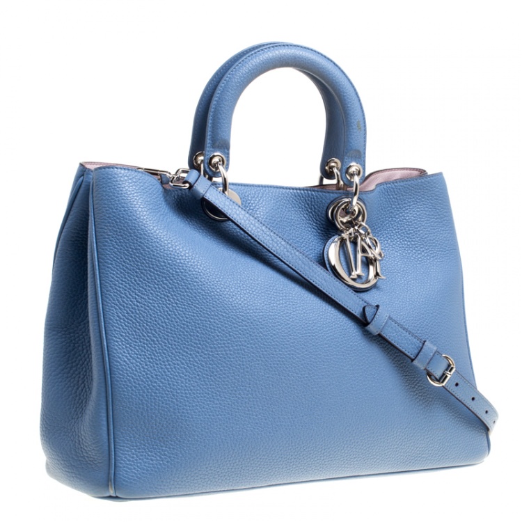 Pre Owned Dior Blue Leather Large Diorissimo Shopper Tote