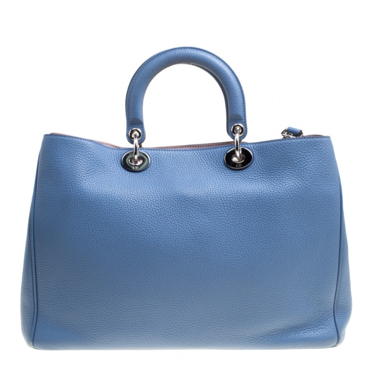 Pre Owned Dior Blue Leather Large Diorissimo Shopper Tote