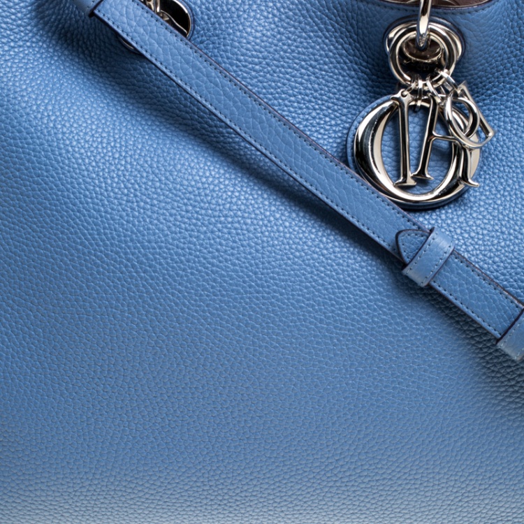 Pre Owned Dior Blue Leather Large Diorissimo Shopper Tote