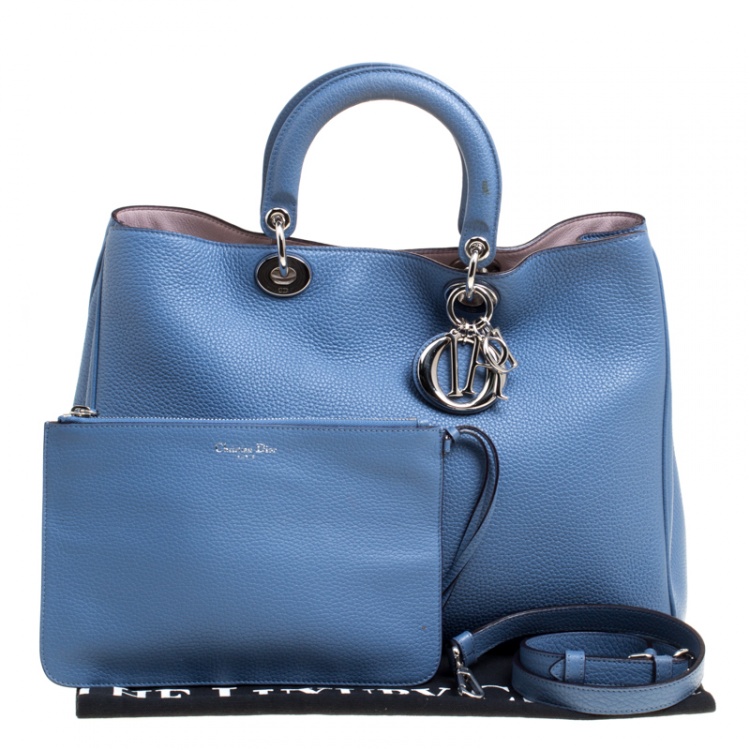Pre Owned Dior Blue Leather Large Diorissimo Shopper Tote