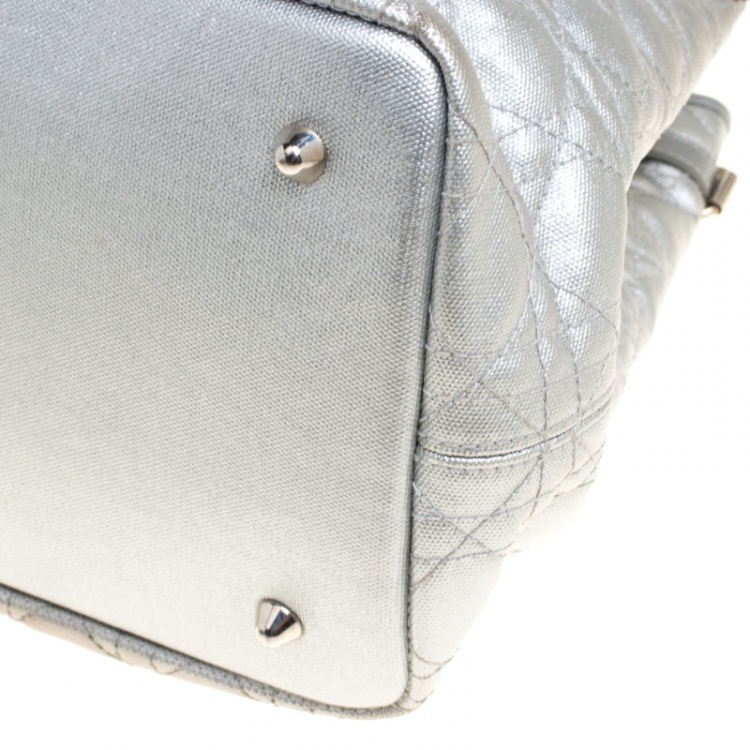 Pre Owned Dior Silver Coated Canvas Medium Panarea Shopper Tote