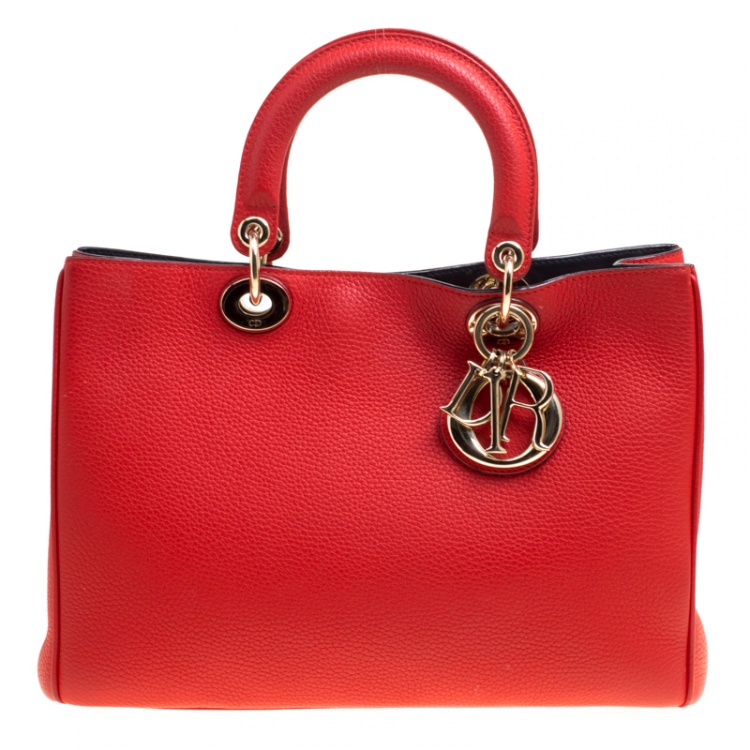 Dior Red Leather Medium Diorissimo Shopper Tote Dior | The Luxury Closet