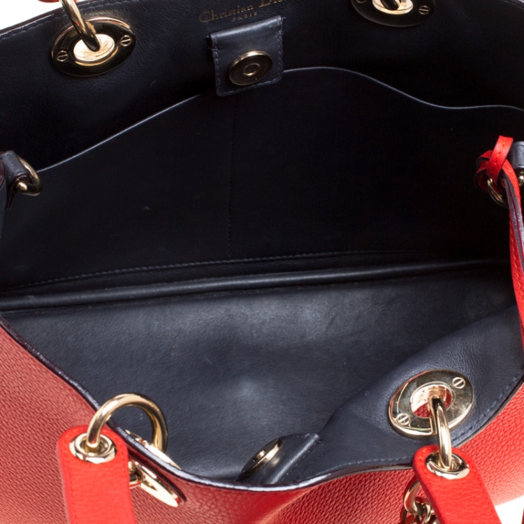 Pre Owned Dior Red Leather Medium Diorissimo Shopper Tote