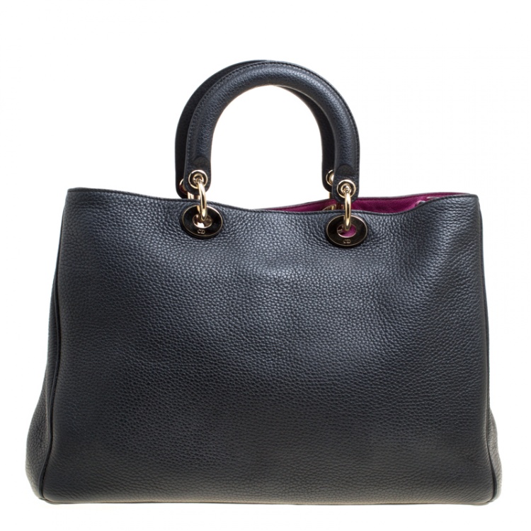 Pre Owned Dior Black Leather Large Diorissimo Shopper Tote