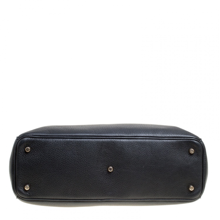 Pre Owned Dior Black Leather Large Diorissimo Shopper Tote