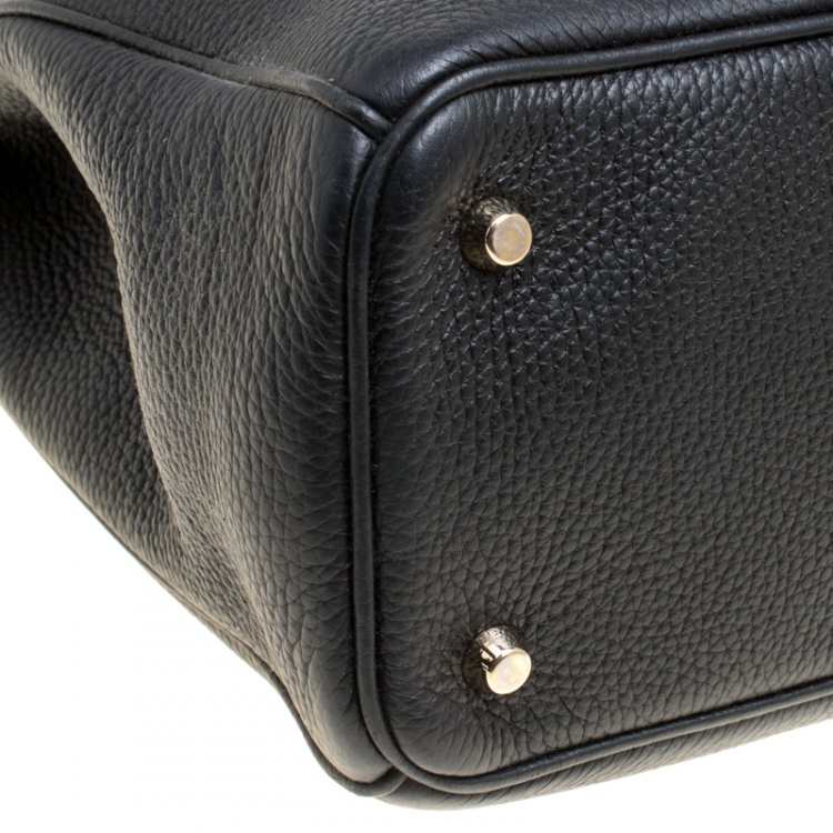 Pre Owned Dior Black Leather Large Diorissimo Shopper Tote