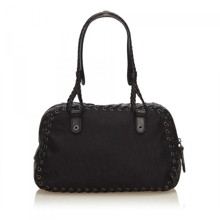 Pre Owned Dior Black Canvas/Leather Oblique Lovely Satchel Bag