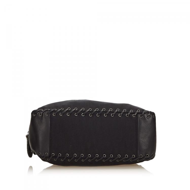 Pre Owned Dior Black Canvas/Leather Oblique Lovely Satchel Bag