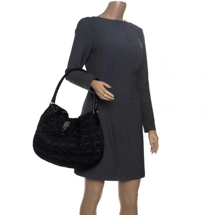 Pre Owned Dior Black Cannage Nylon Lovely Hobo