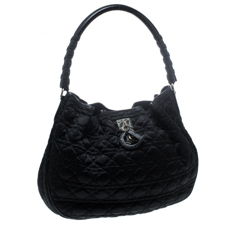 Pre Owned Dior Black Cannage Nylon Lovely Hobo