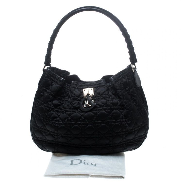 Pre Owned Dior Black Cannage Nylon Lovely Hobo