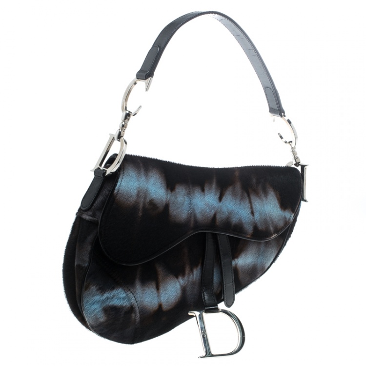 Pre Owned Dior Multicolor Calfhair Saddle Bag
