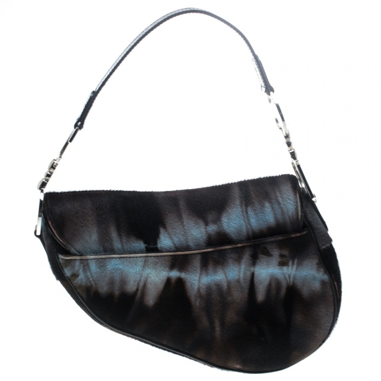 Pre Owned Dior Multicolor Calfhair Saddle Bag