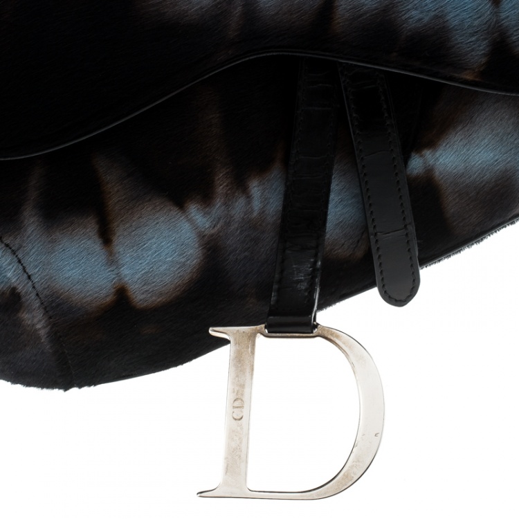 Pre Owned Dior Multicolor Calfhair Saddle Bag