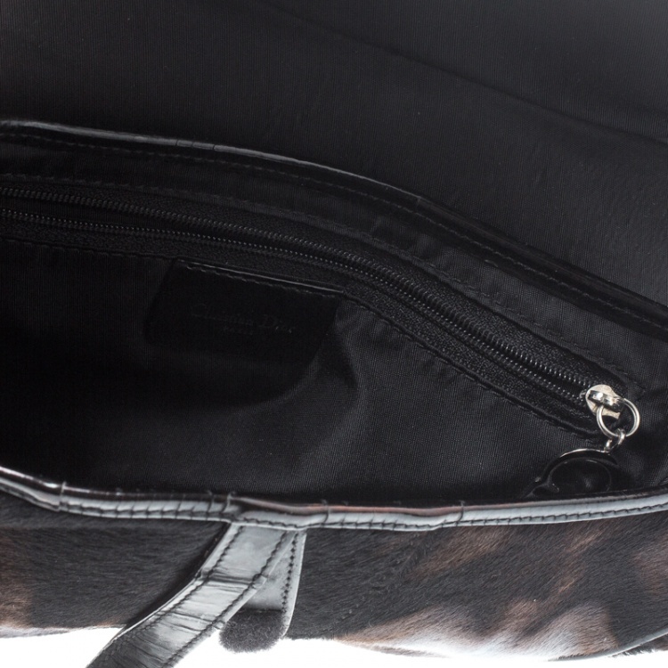 Pre Owned Dior Multicolor Calfhair Saddle Bag