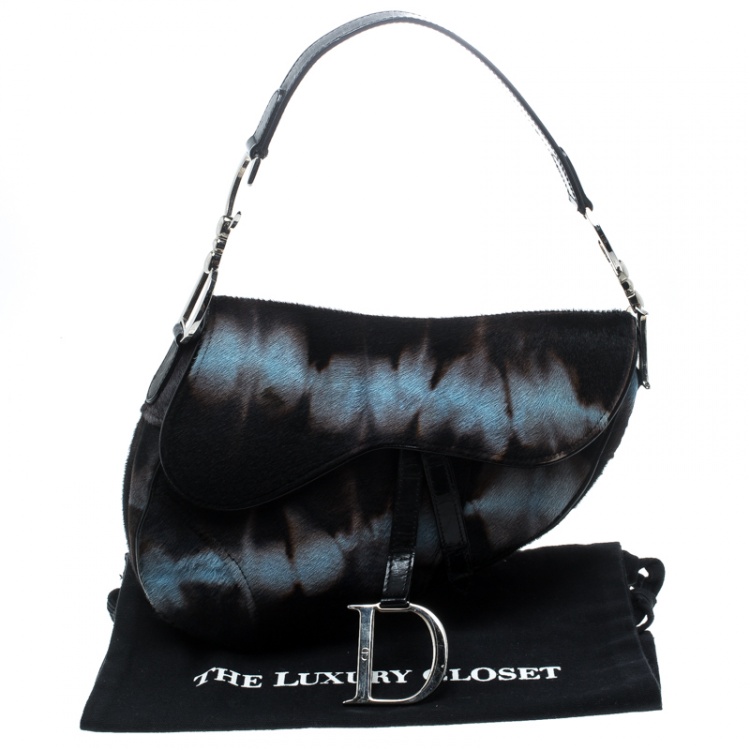 Pre Owned Dior Multicolor Calfhair Saddle Bag