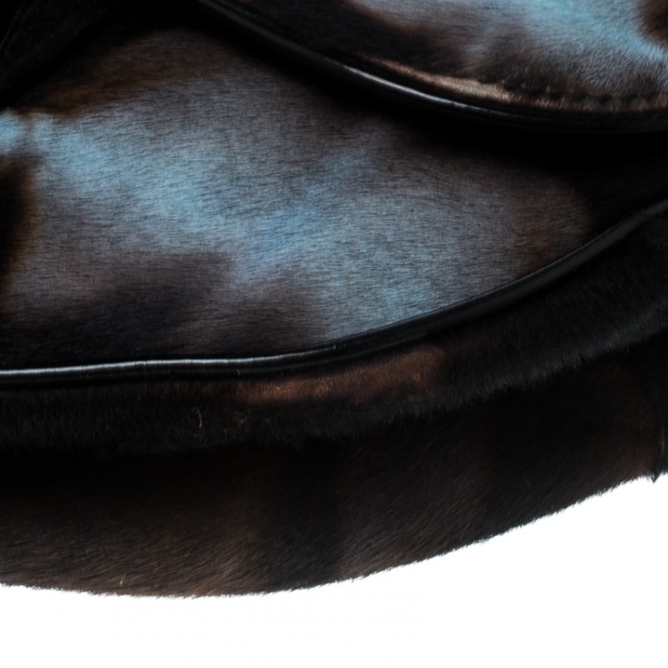 Pre Owned Dior Multicolor Calfhair Saddle Bag