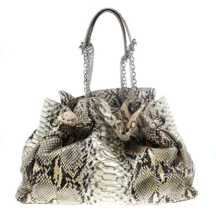 Pre Owned Dior Beige Python Le Trente Hobo