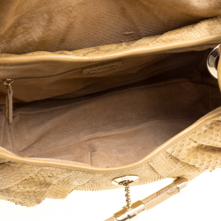 Pre Owned Dior Beige Python Limited Edition 028 Hobo