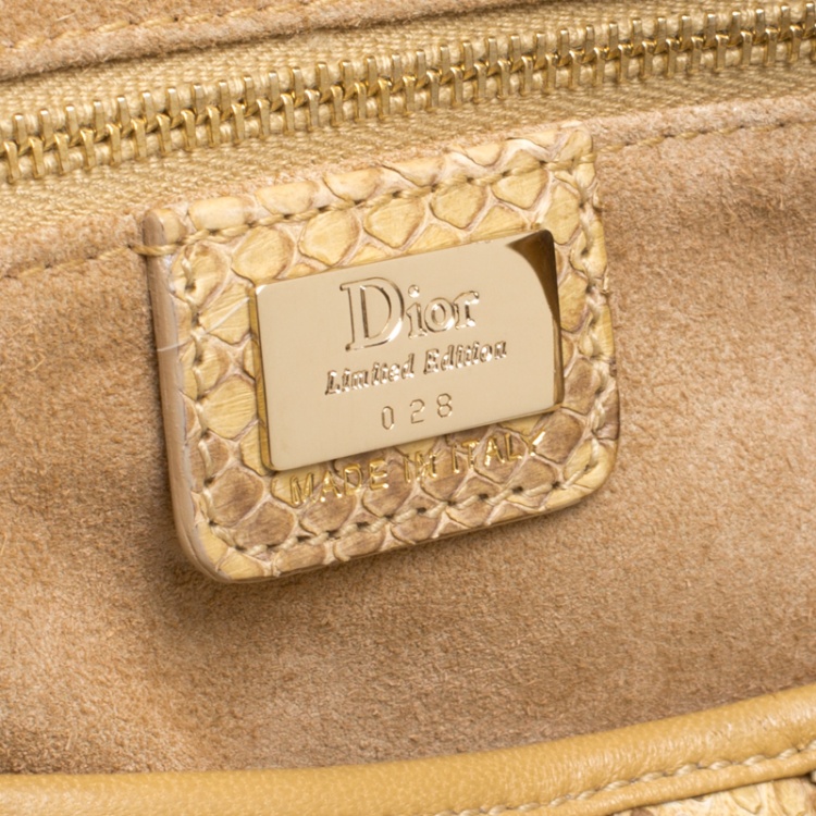 Pre Owned Dior Beige Python Limited Edition 028 Hobo