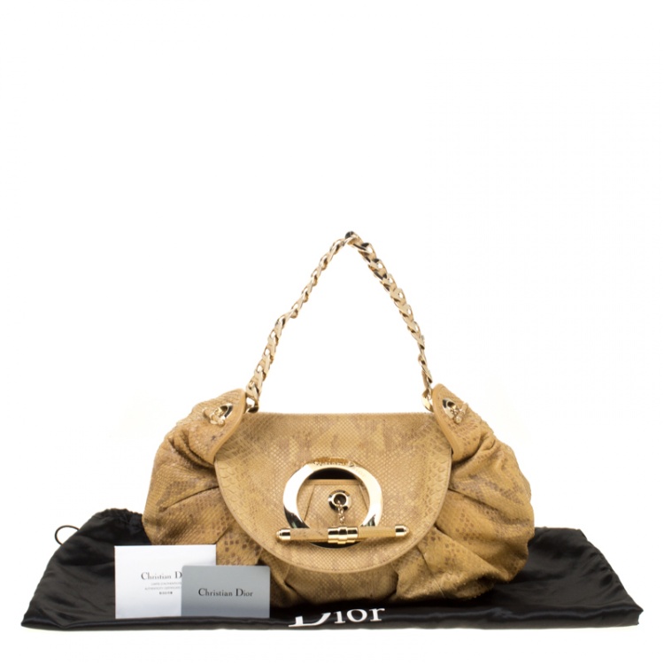 Pre Owned Dior Beige Python Limited Edition 028 Hobo