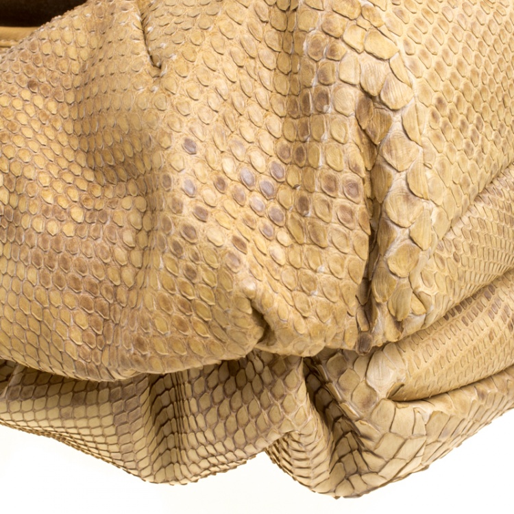 Pre Owned Dior Beige Python Limited Edition 028 Hobo