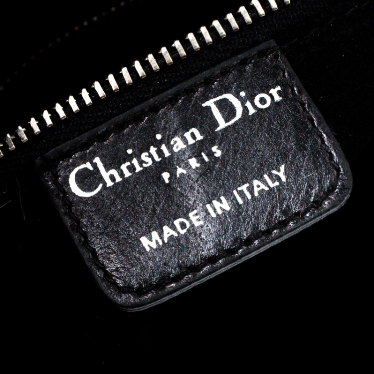 Pre Owned Dior Black/White Animal Print Calf hair Hobo