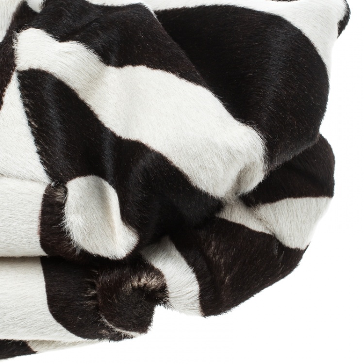 Pre Owned Dior Black/White Animal Print Calf hair Hobo