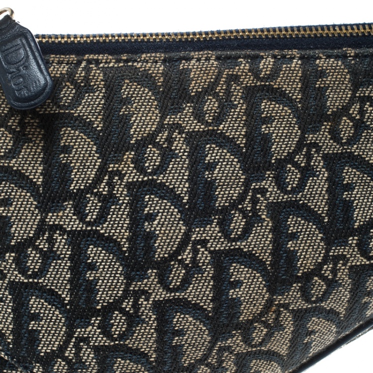 Pre Owned Dior Blue Diorissimo Canvas and Leather Saddle Bag