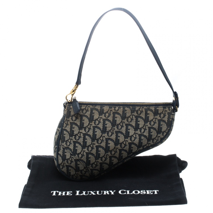 Pre Owned Dior Blue Diorissimo Canvas and Leather Saddle Bag