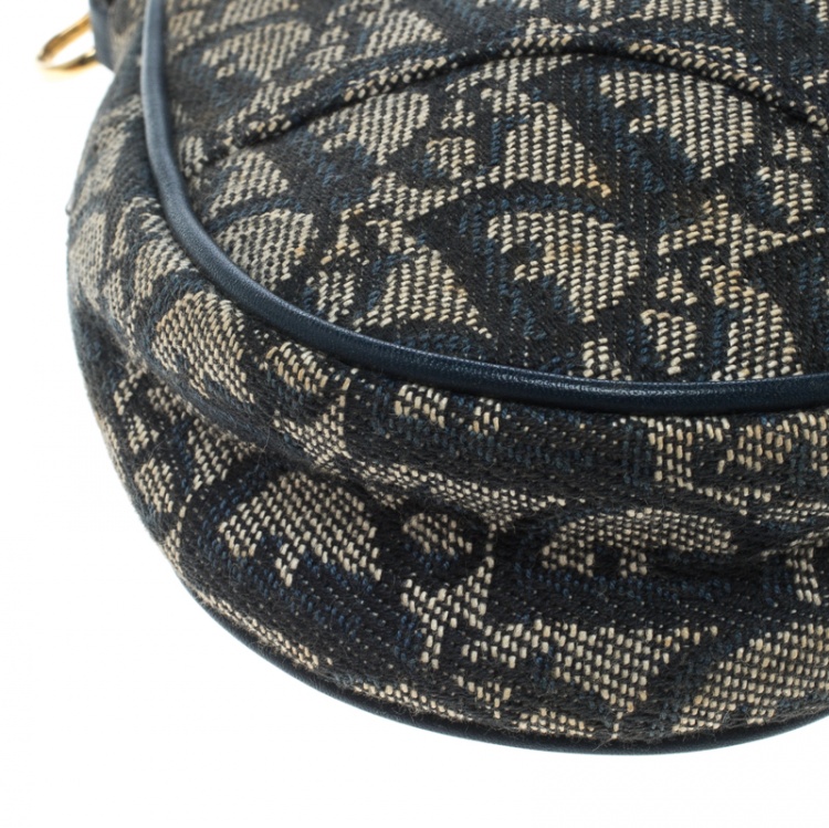 Pre Owned Dior Blue Diorissimo Canvas and Leather Saddle Bag