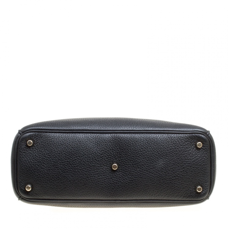 Pre Owned Dior Black Leather Medium Diorissimo Top Handle Bag