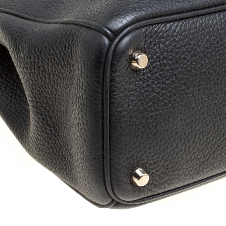 Pre Owned Dior Black Leather Medium Diorissimo Top Handle Bag